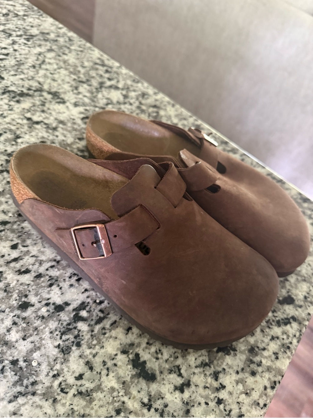 Birkenstock Brown Boston Clogs - Adjustable Buckle